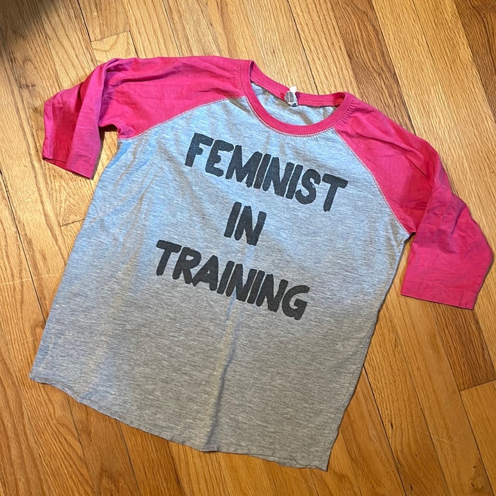 GUC “Feminist in Training” baseball tshirt. Youth size medium